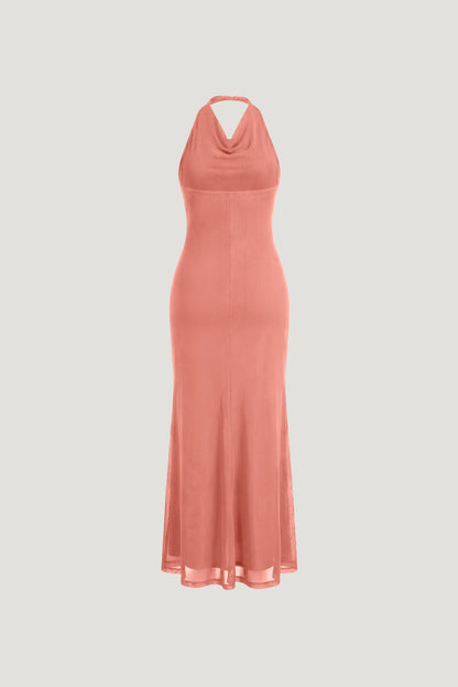 Scarlet Draped Mesh Maxi Dress Pink - Dynamite