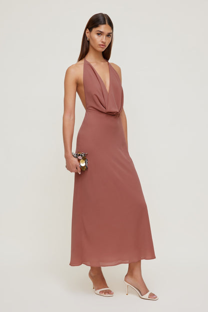 Deep Cowl Neck Maxi Dress Pink - Dynamite