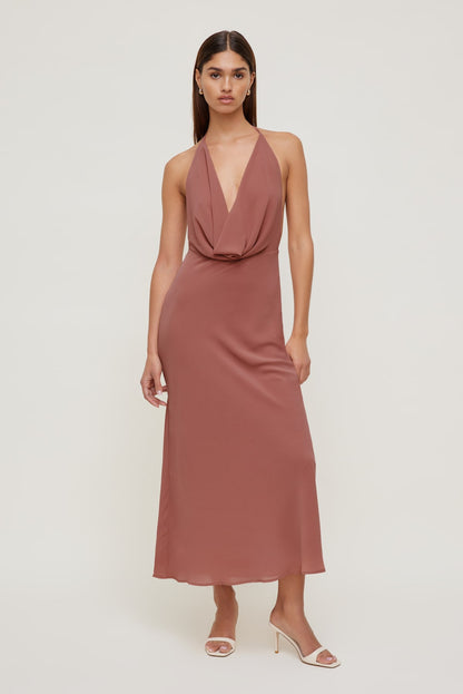 Deep Cowl Neck Maxi Dress Pink - Dynamite