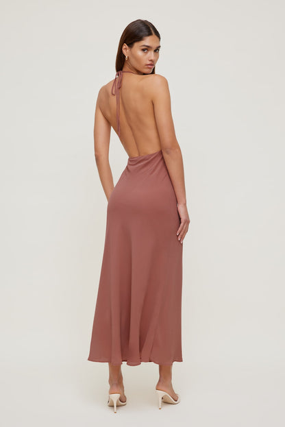 Deep Cowl Neck Maxi Dress Pink - Dynamite