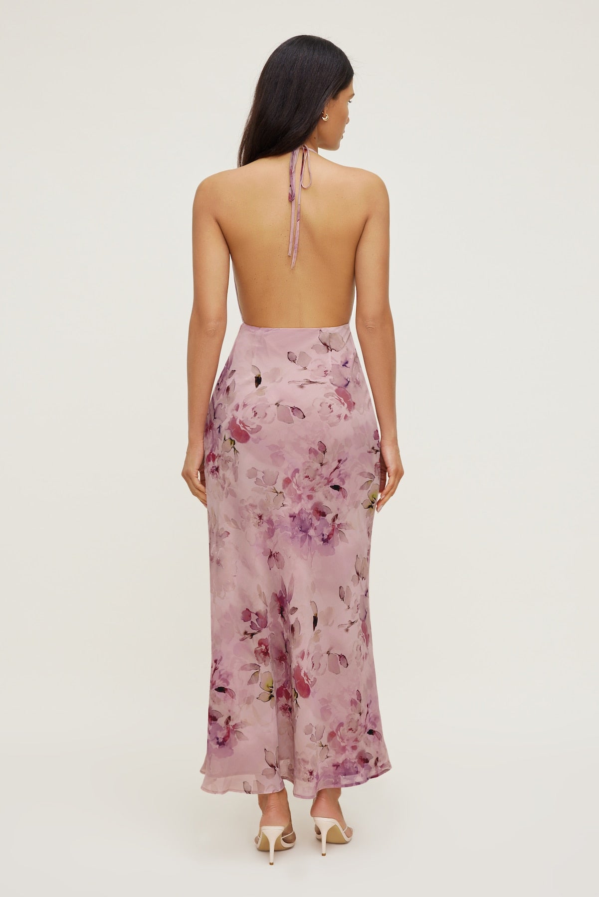Floral Halter Cowl Neck Maxi Dress Pink - Dynamite