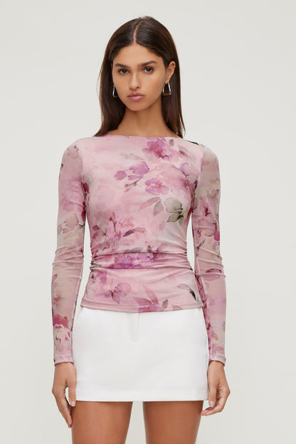 Stella Long Sleeve Mesh Top Pink - Dynamite
