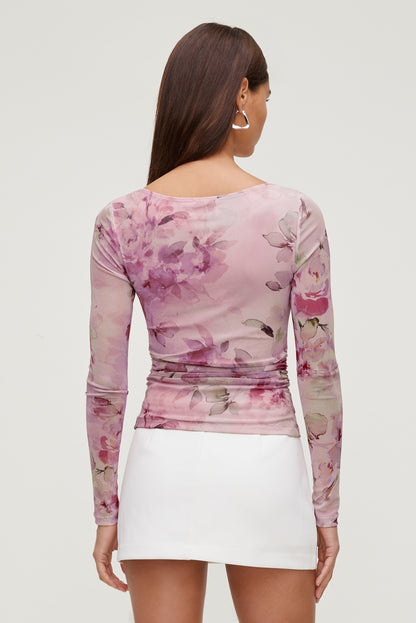 Stella Long Sleeve Mesh Top Pink - Dynamite