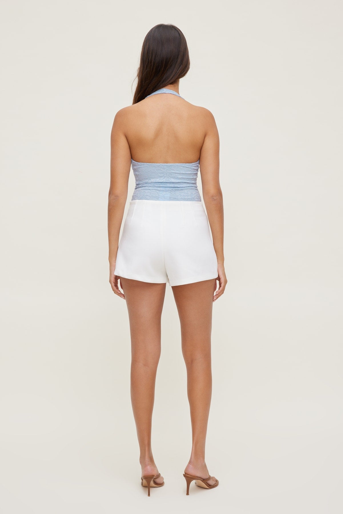 Lace Plunge Bodysuit Blue - Dynamite