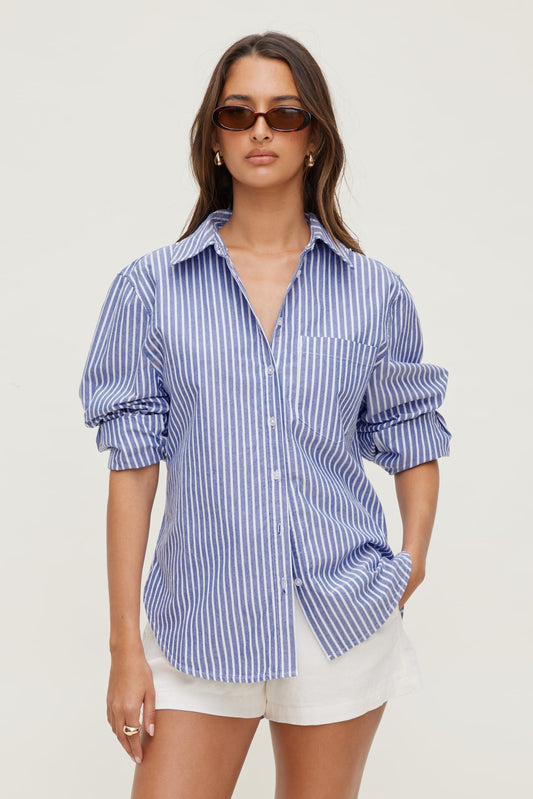 Striped Poplin Shirt Blue - Dynamite