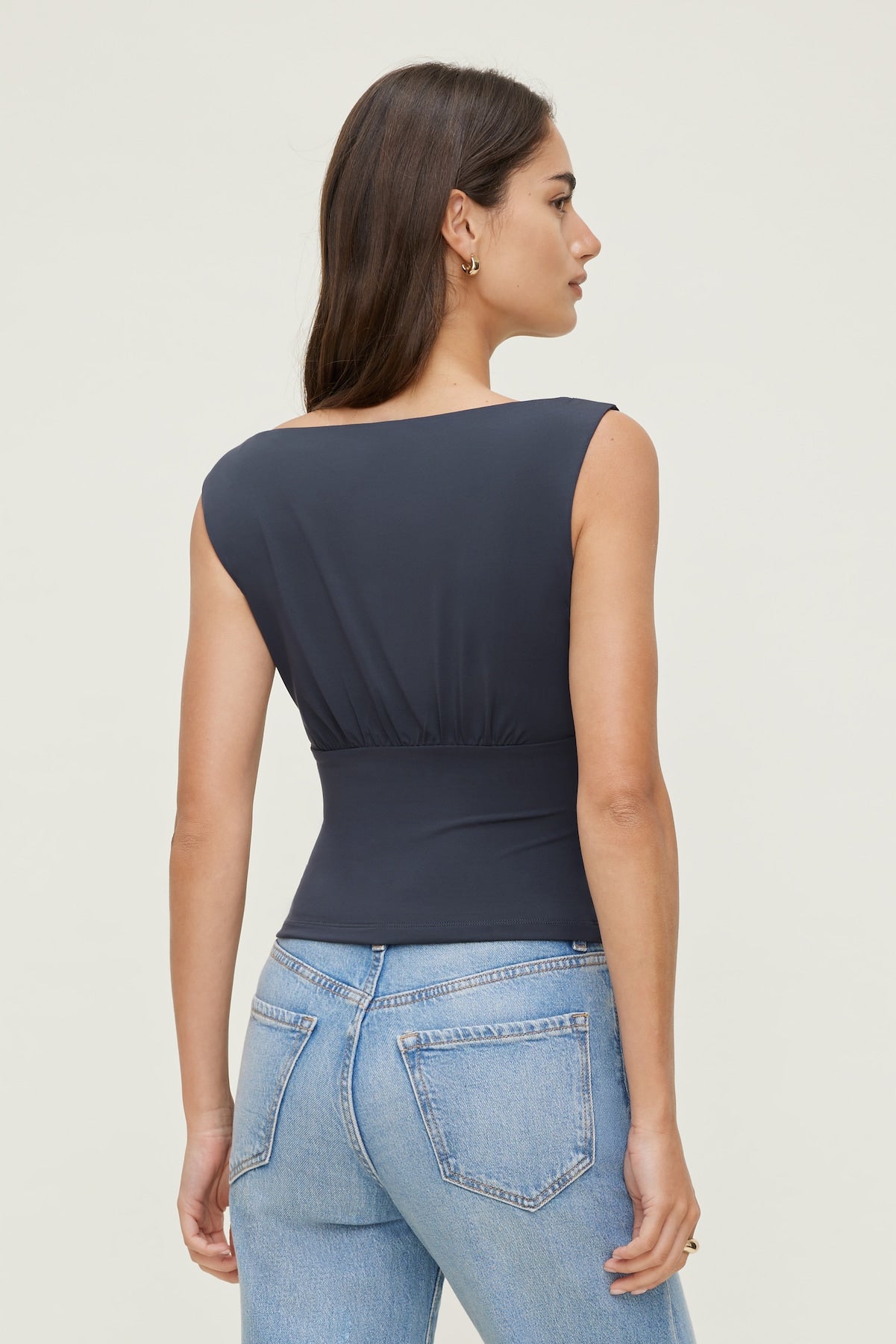 Sculpt Cinched Waist Top Blue - Dynamite
