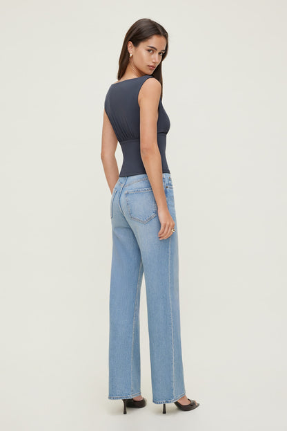 Sculpt Cinched Waist Top Blue - Dynamite