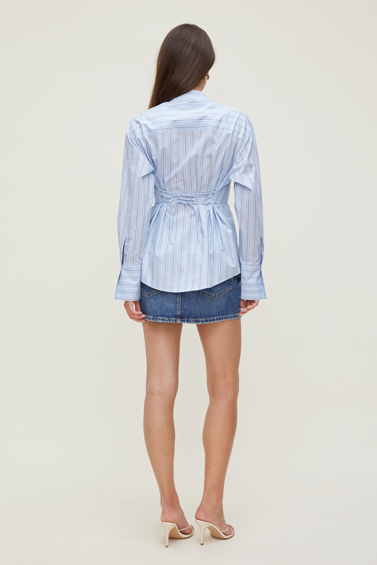 Poplin Cinch Back Shirt Blue - Dynamite