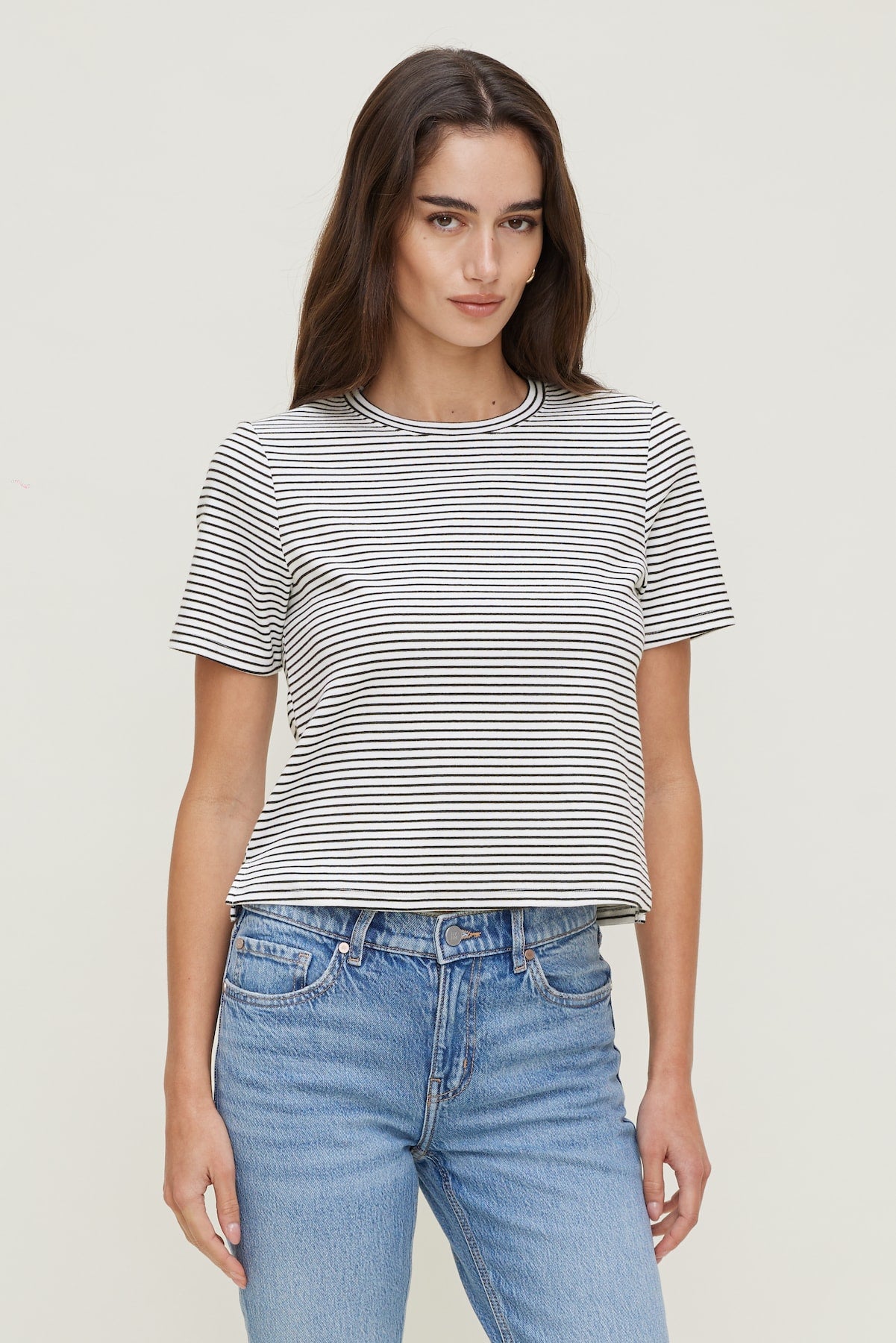 Everyday Striped Heavy Cotton T Shirt White - Dynamite
