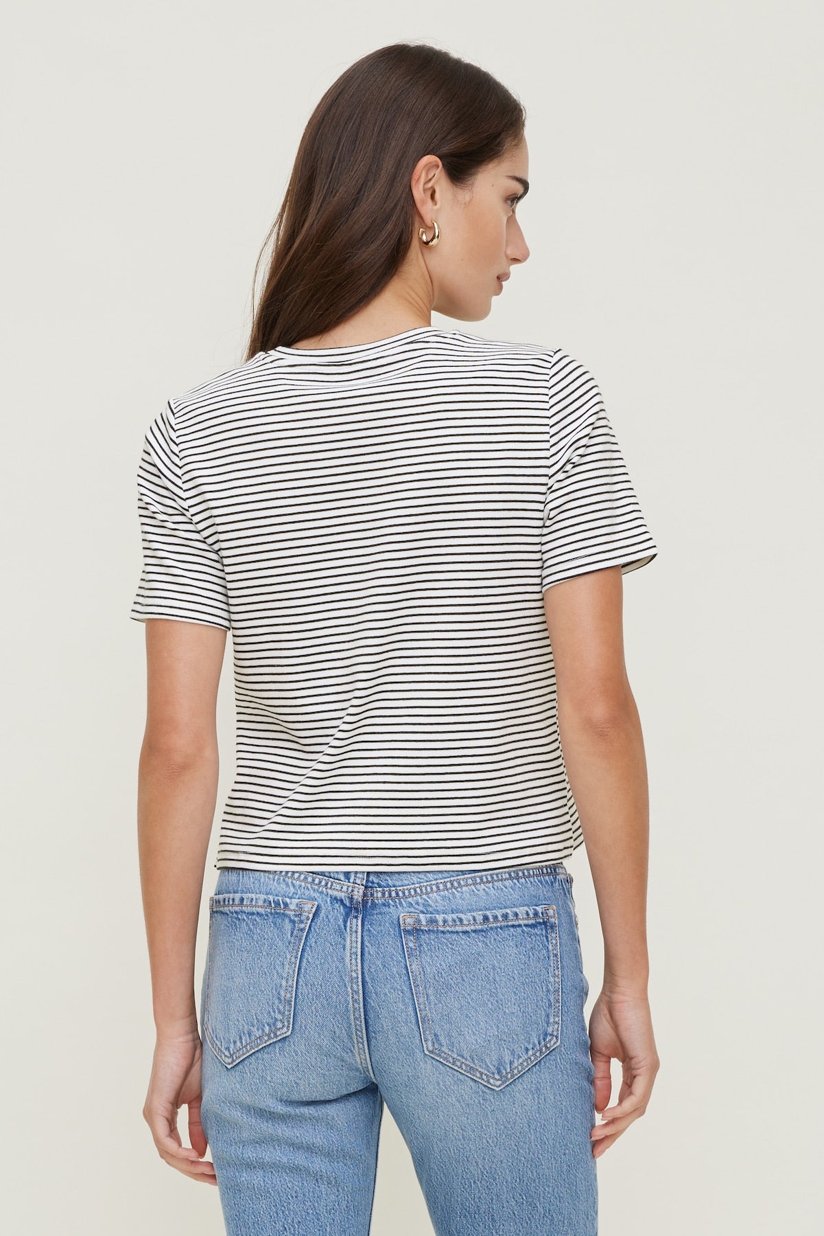 Everyday Striped Heavy Cotton T Shirt White - Dynamite