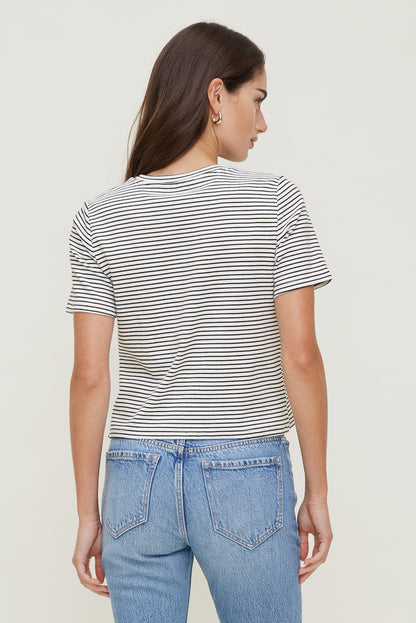 Everyday Striped Heavy Cotton T Shirt White - Dynamite
