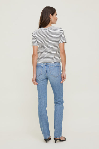 Everyday Striped Heavy Cotton T Shirt White - Dynamite