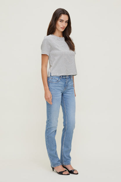 Everyday Striped Heavy Cotton T Shirt White - Dynamite