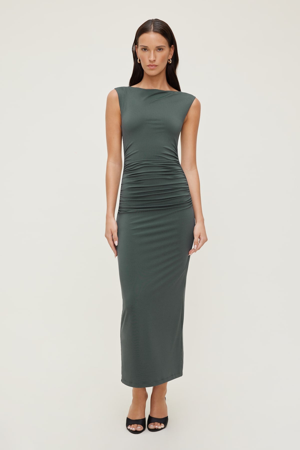 Sculpt Boat Neck Maxi Dress Green - Dynamite