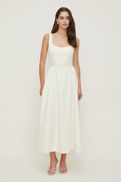 Irina Ponte Midi Dress White - Dynamite
