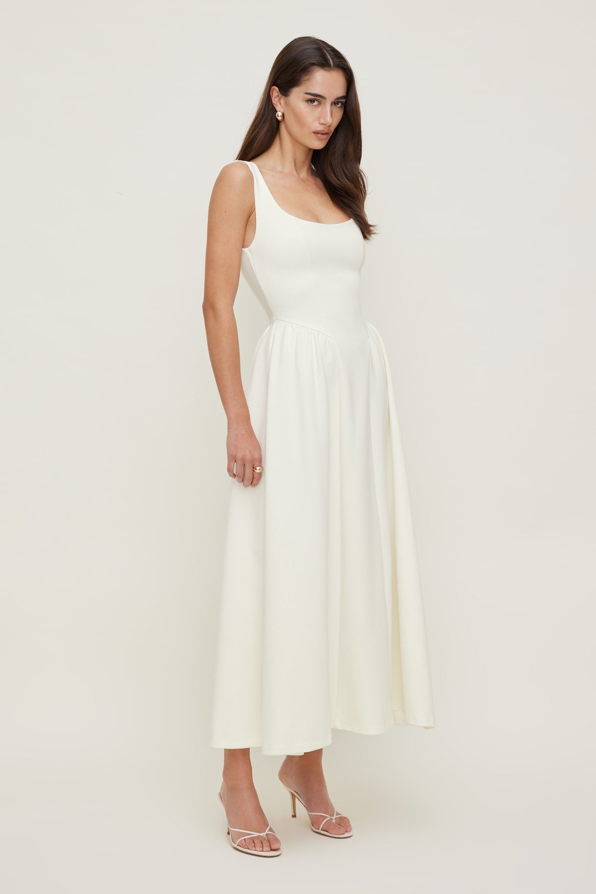 Irina Ponte Midi Dress White - Dynamite