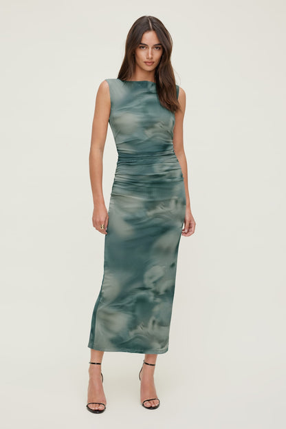 Brie Mesh Midi Dress Blue - Dynamite