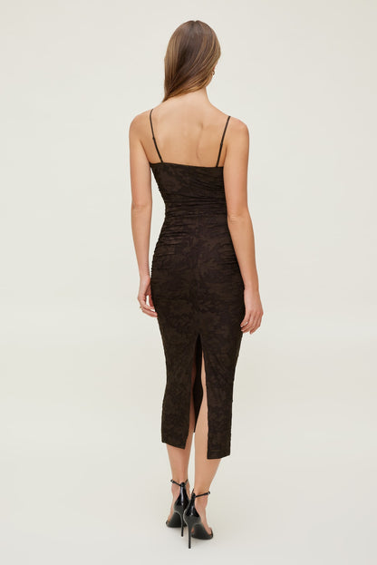 Mona Jacquard Midi Dress Brown - Dynamite