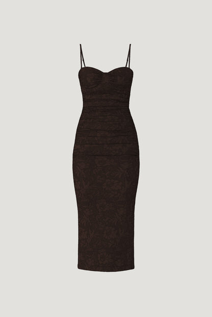 Mona Jacquard Midi Dress Brown - Dynamite