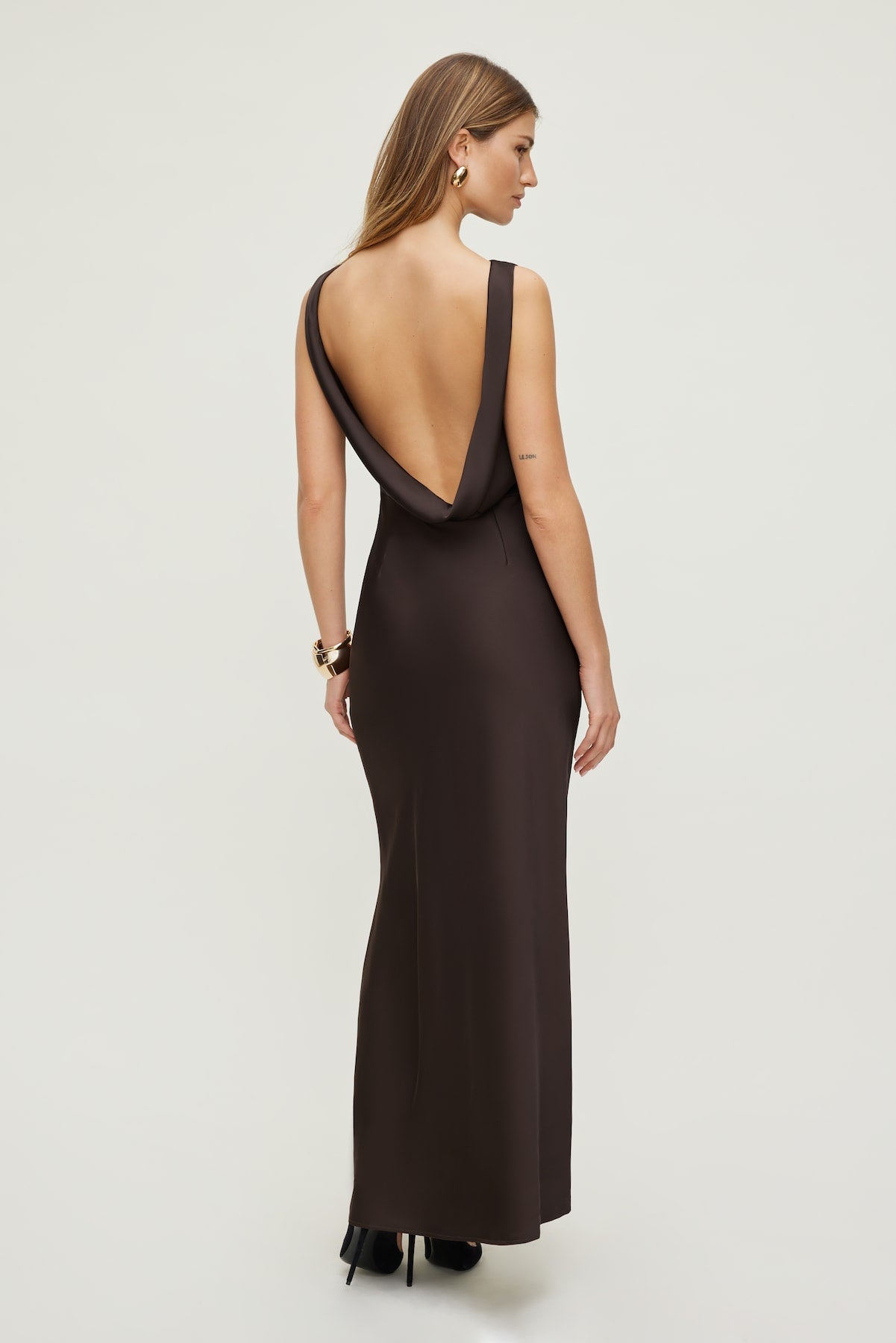 Nora Satin Maxi Slip Dress Brown - Dynamite