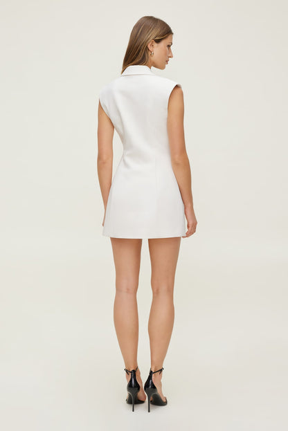 Cap Sleeve Blazer Romper Mini Dress Beige - Dynamite