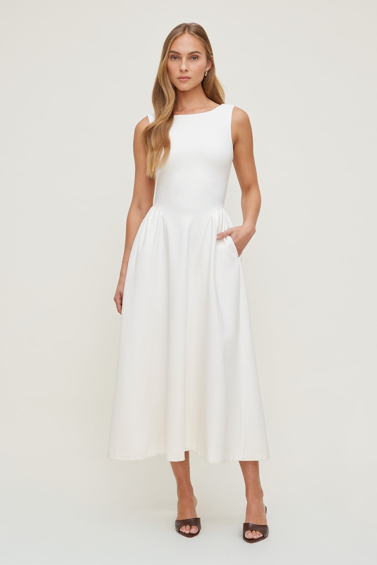 Iris Ponte Midi Dress Beige - Dynamite