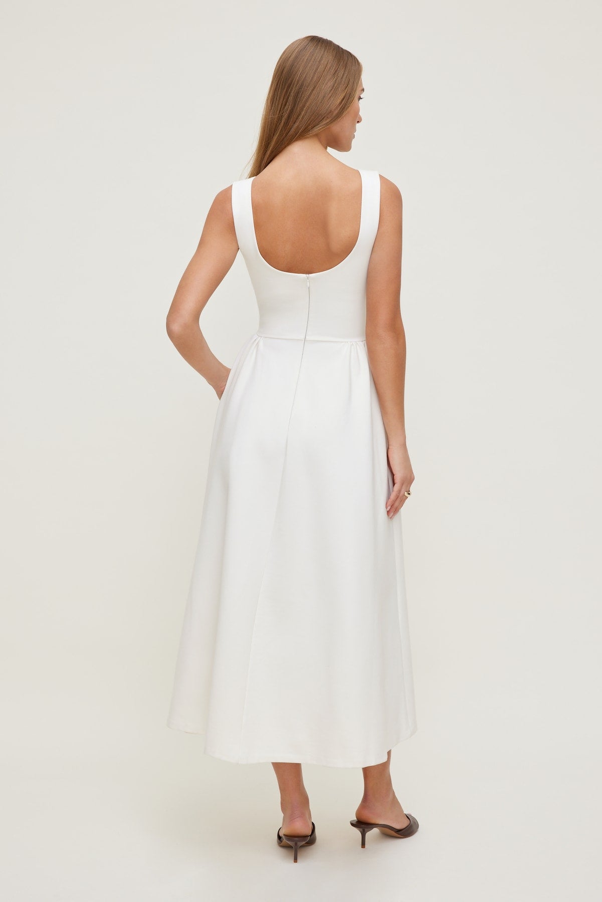Iris Ponte Midi Dress Beige - Dynamite