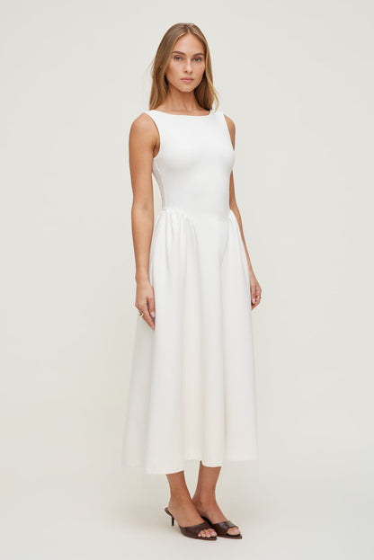 Iris Ponte Midi Dress Beige - Dynamite