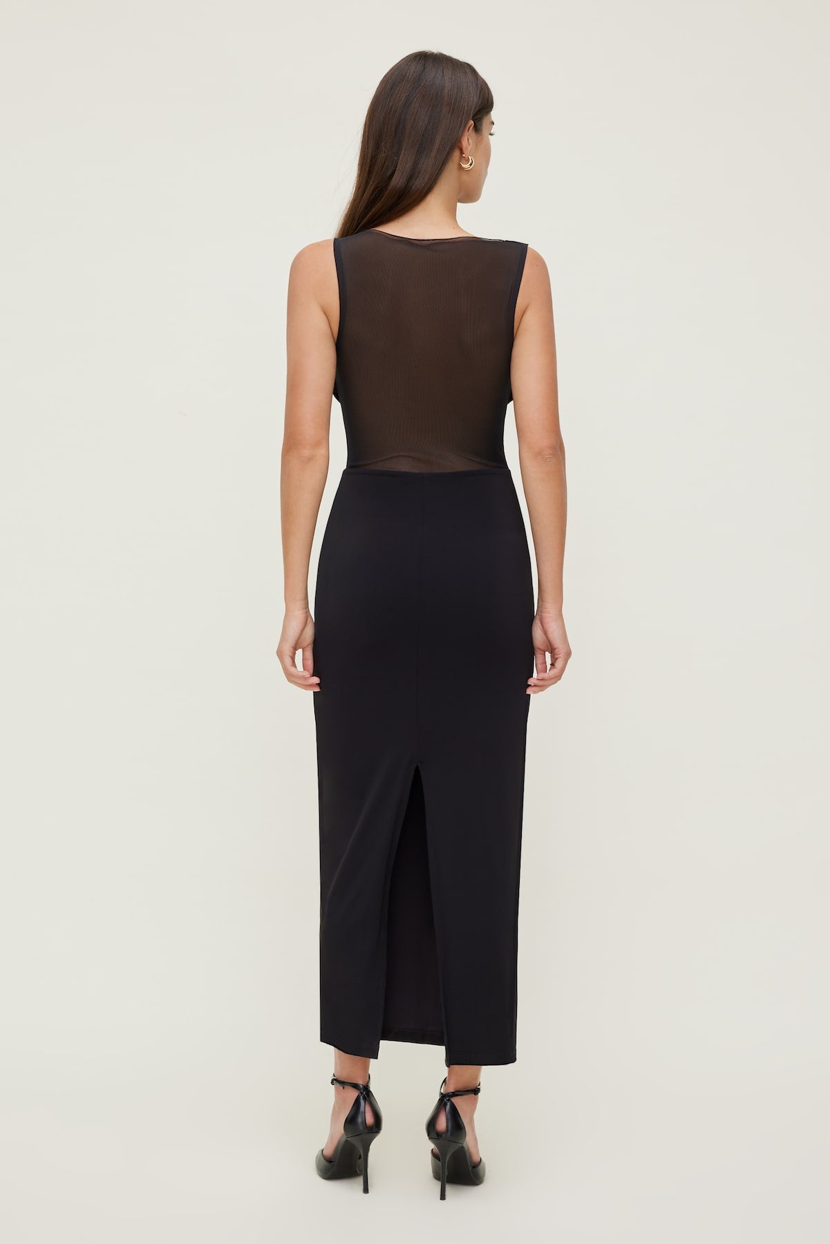 Sculpt Sheer Cowl Neck Maxi Dress Black - Dynamite