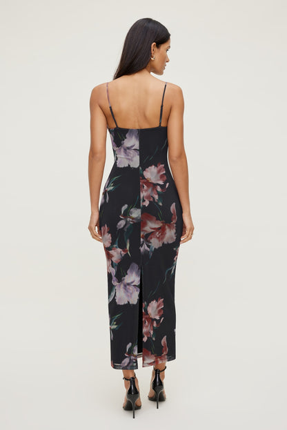 Floral Mesh Maxi Dress Black - Dynamite