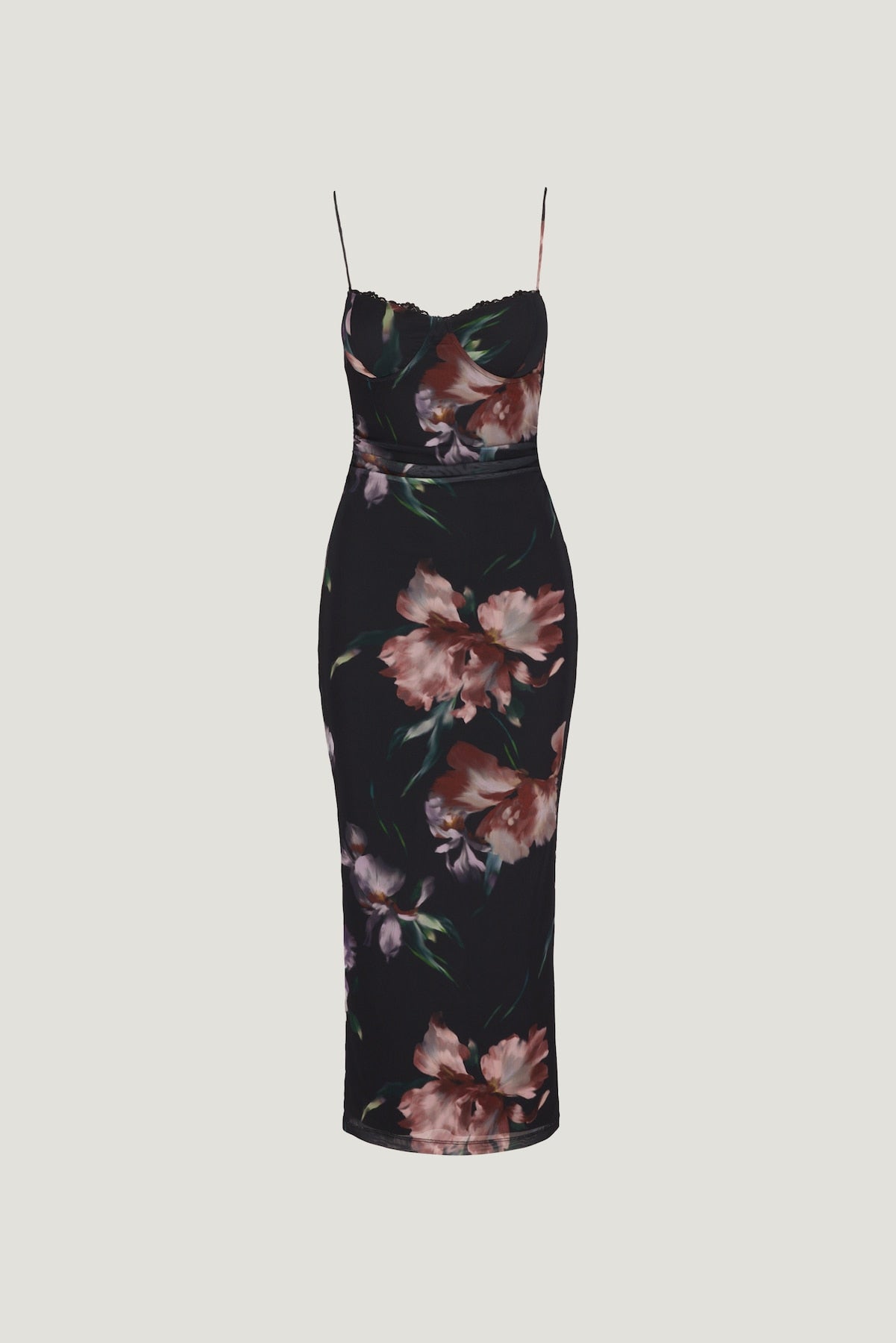 Floral Mesh Maxi Dress Black - Dynamite