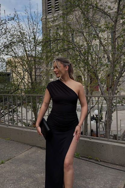 Sculpt Slit Maxi Dress Black - Dynamite