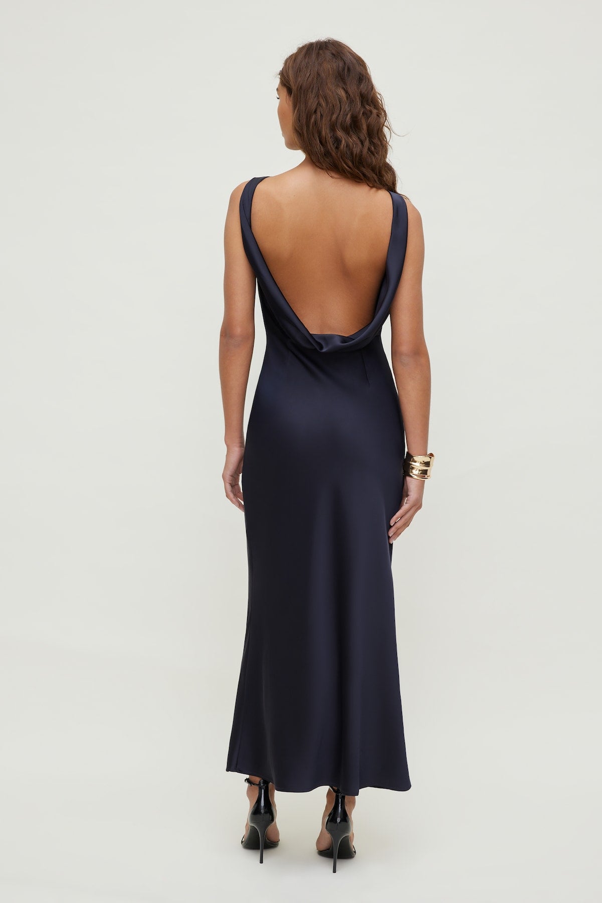 Nora Satin Maxi Slip Dress Navy - Dynamite