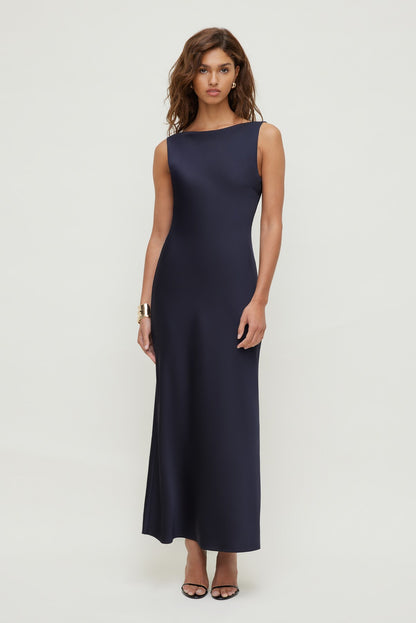 Nora Satin Maxi Slip Dress Navy - Dynamite