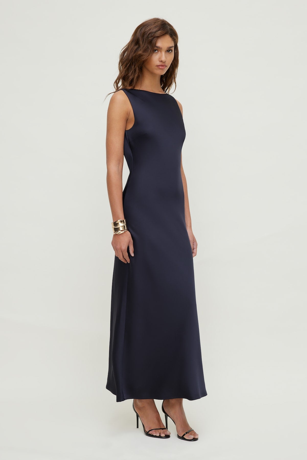 Nora Satin Maxi Slip Dress Navy - Dynamite