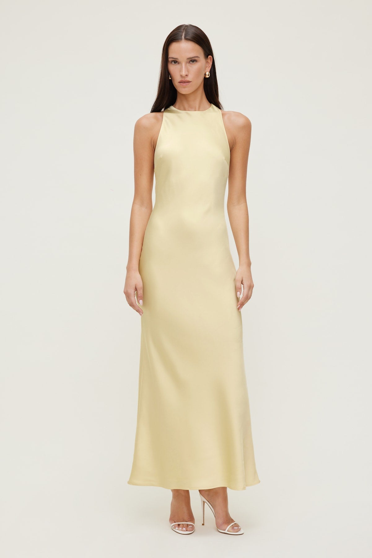 Twist Back Satin Maxi Dress Yellow - Dynamite