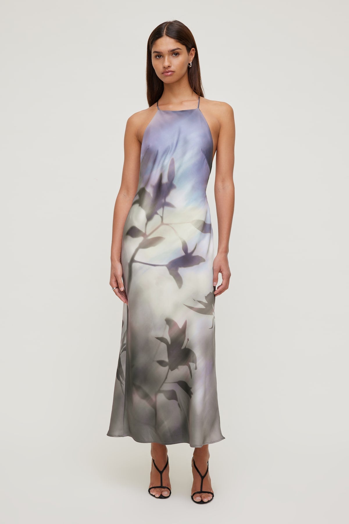 Open Back Satin Slip Dress Purple - Dynamite