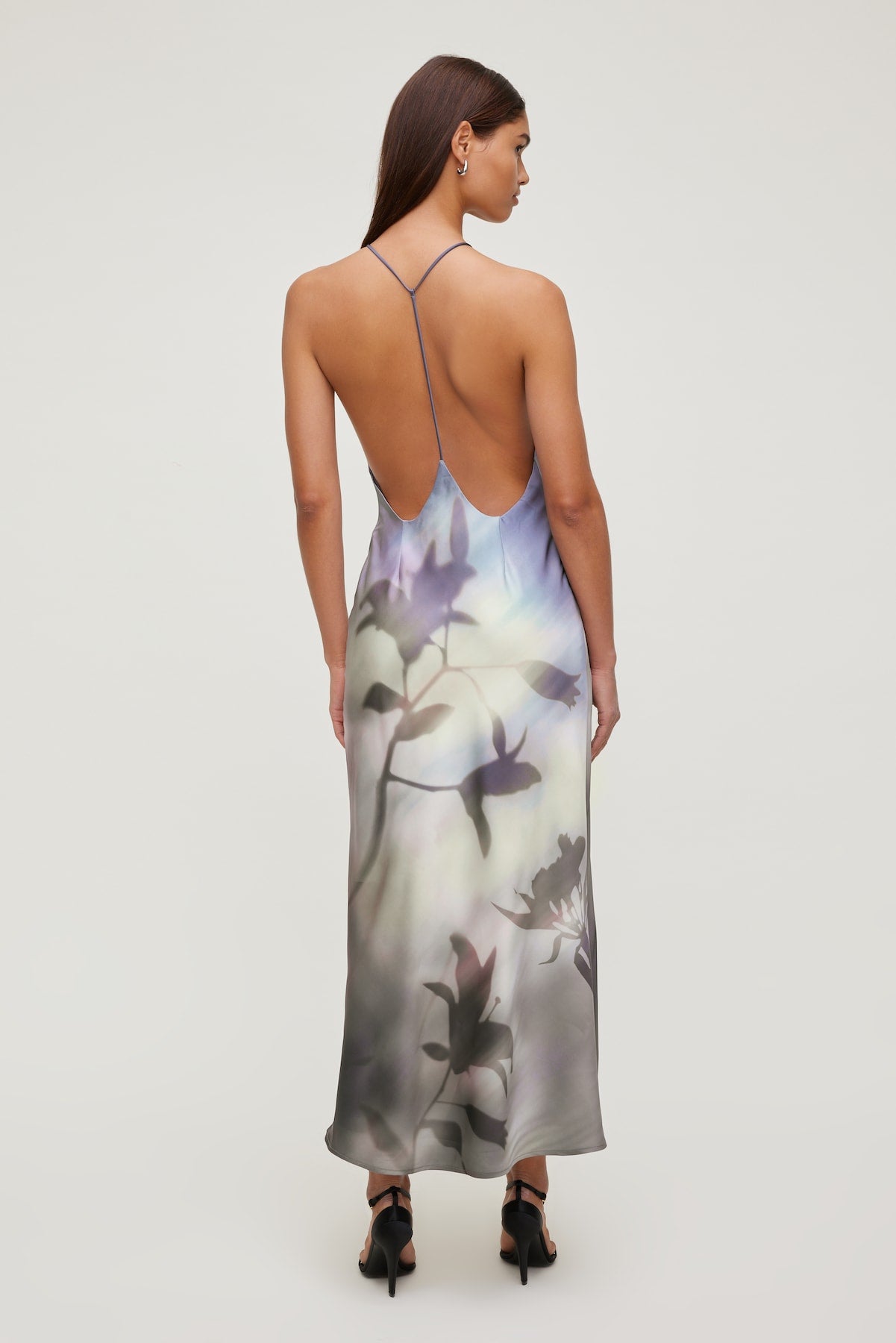 Open Back Satin Slip Dress Purple - Dynamite