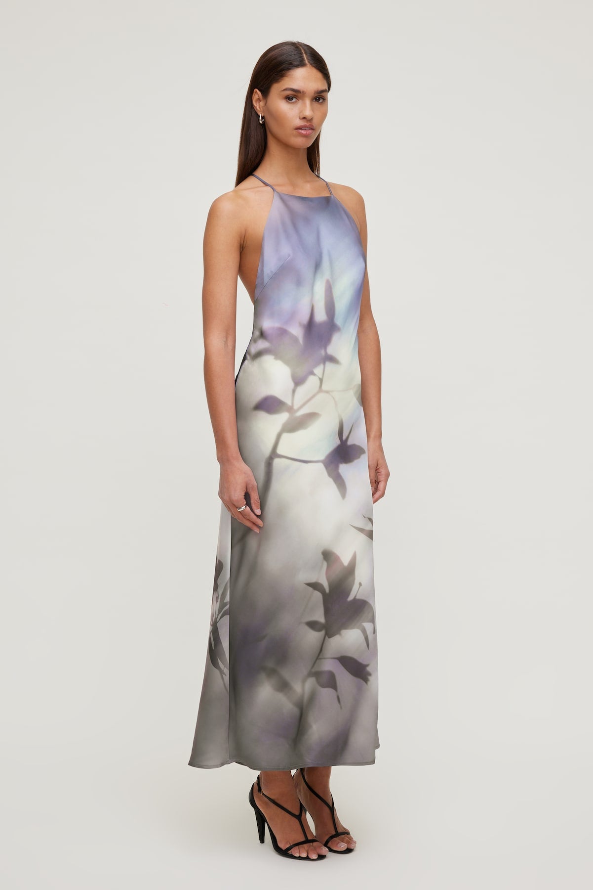 Open Back Satin Slip Dress Purple - Dynamite