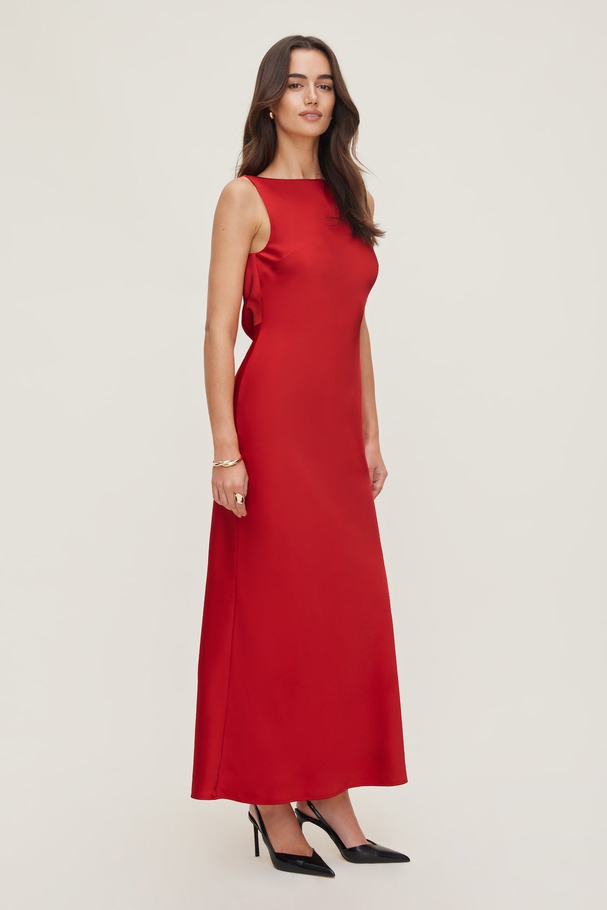 Nora Satin Maxi Slip Dress RED - Dynamite