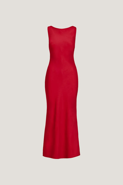 Nora Satin Maxi Slip Dress RED - Dynamite