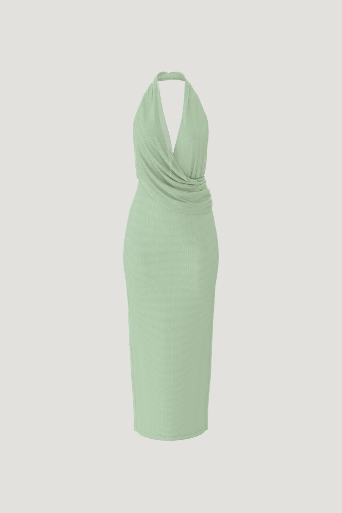 Plunge Mesh Maxi Dress Green - Dynamite