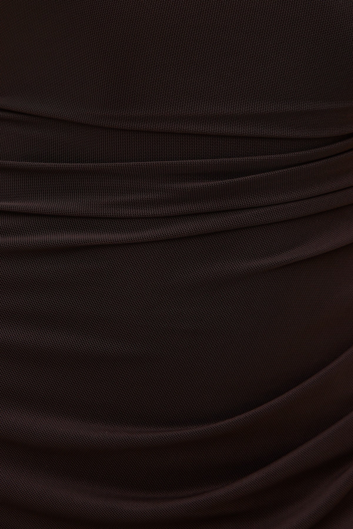 Sheer Shirred Mesh Maxi Dress Brown - Dynamite