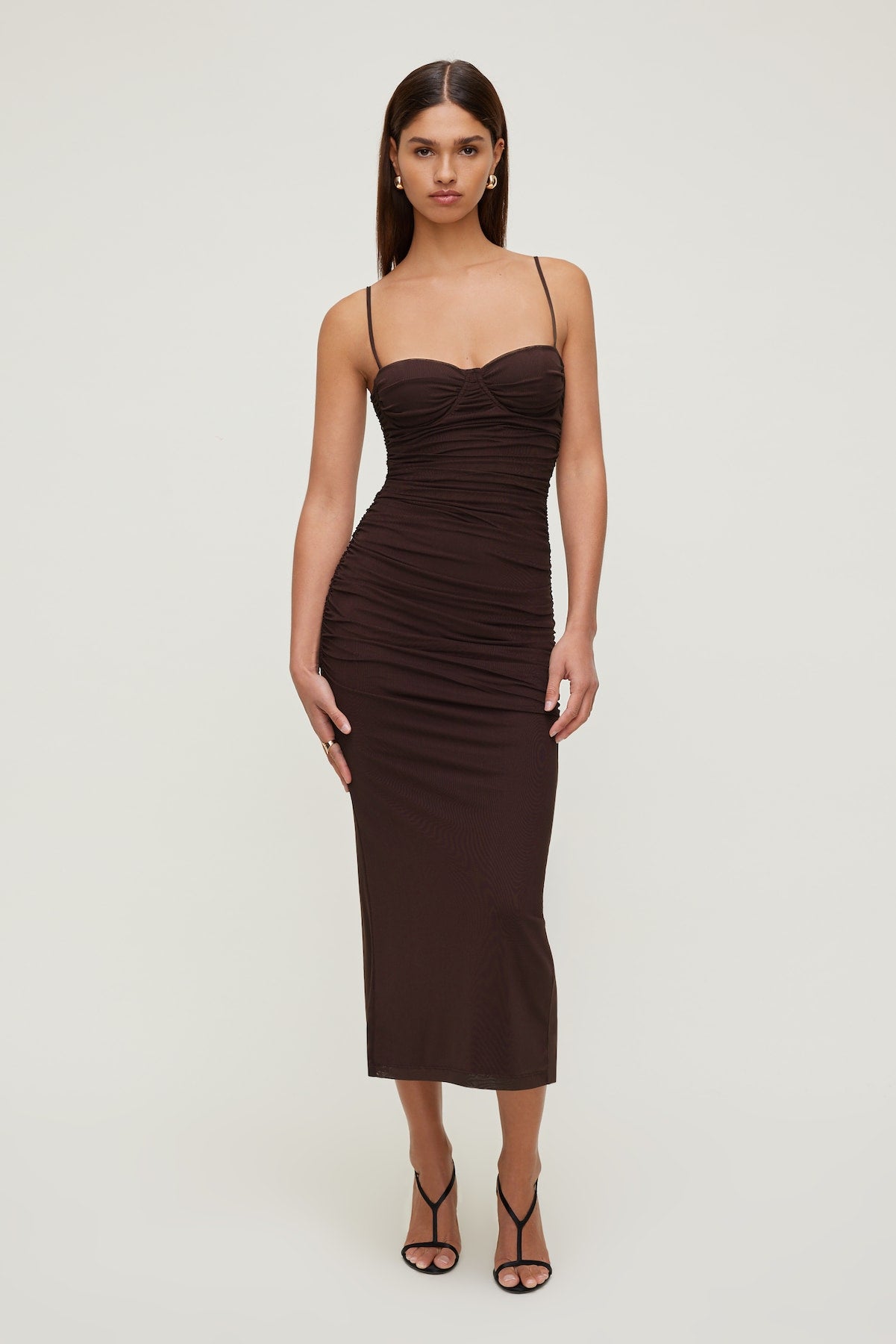 Mona Mesh Midi Dress Purple - Dynamite