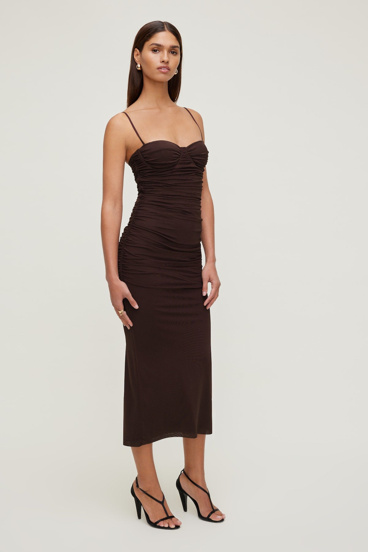 Mona Mesh Midi Dress Purple - Dynamite