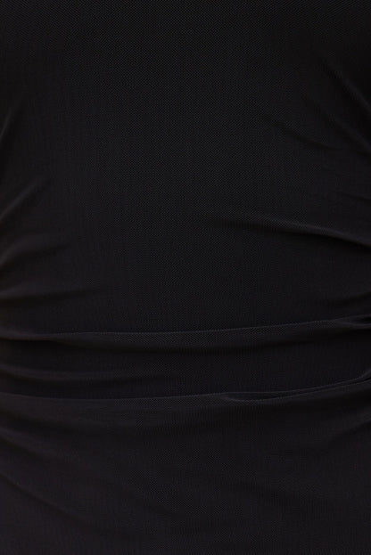Sheer Mesh Halter Maxi Dress Black - Dynamite
