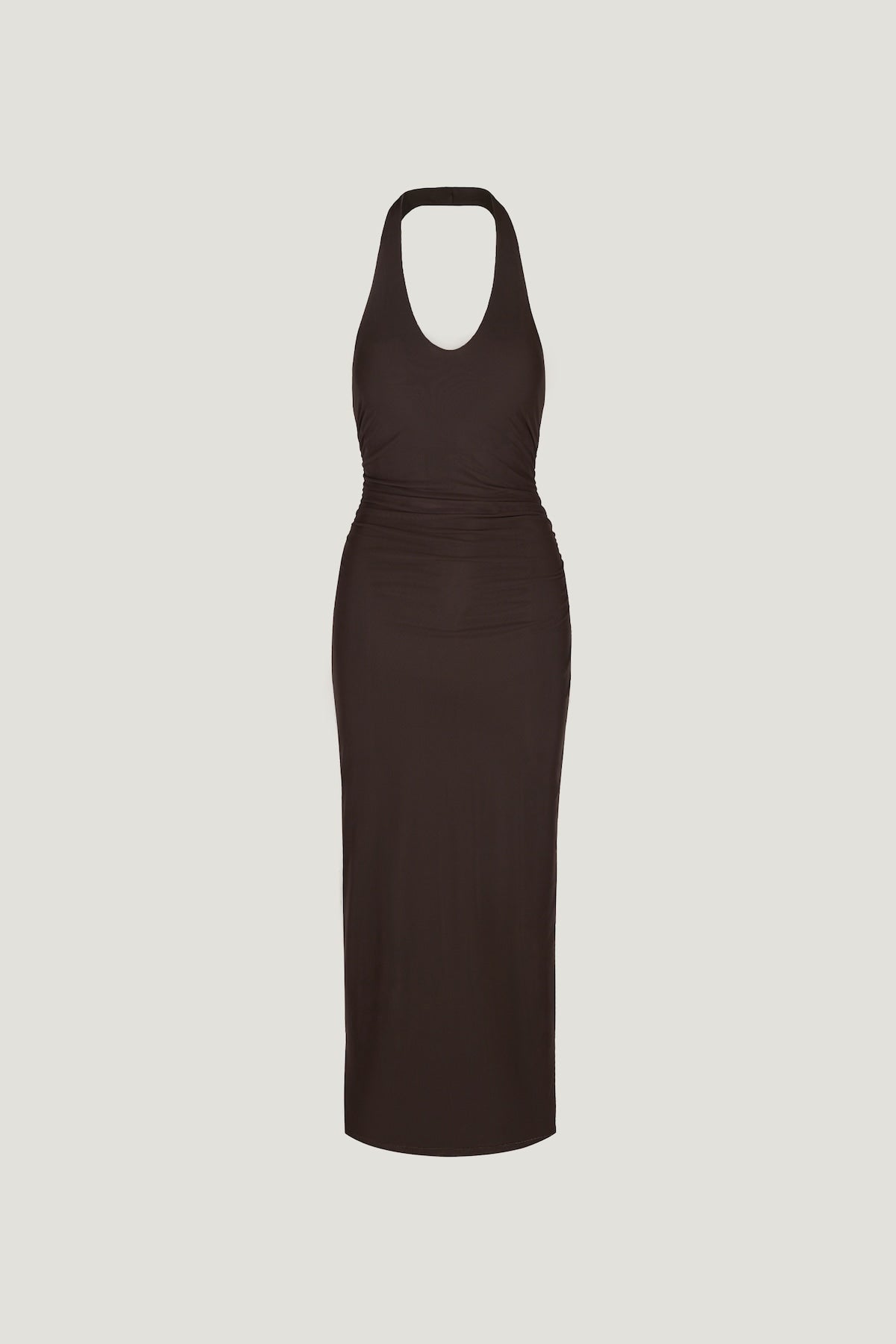 Reia Halter Mesh Maxi Dress Brown - Dynamite