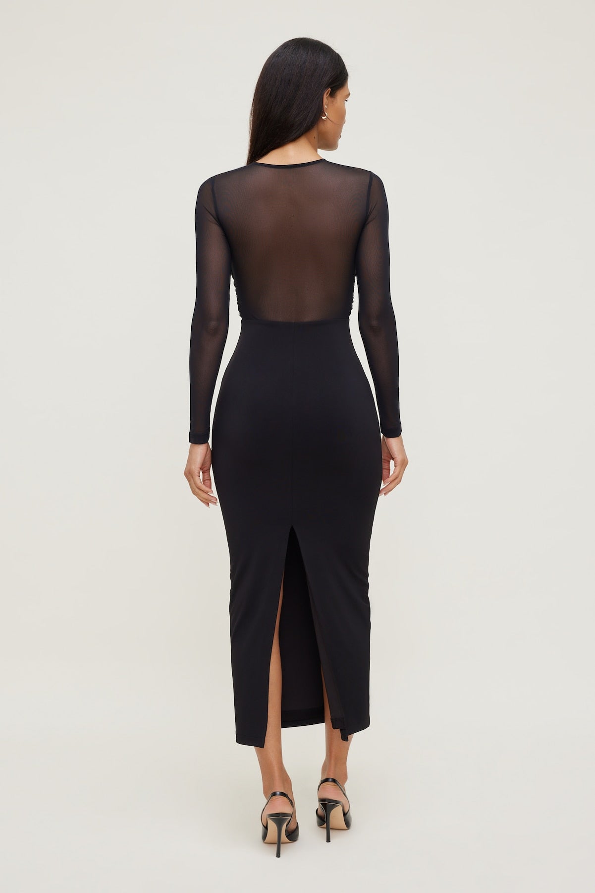 Sculpt Twisted Long Sleeve Maxi Dress Black - Dynamite
