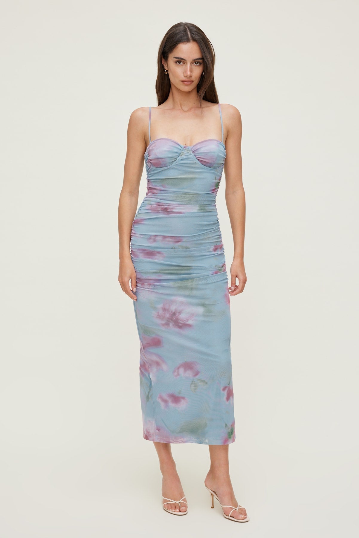 Mona Mesh Midi Dress Blue - Dynamite