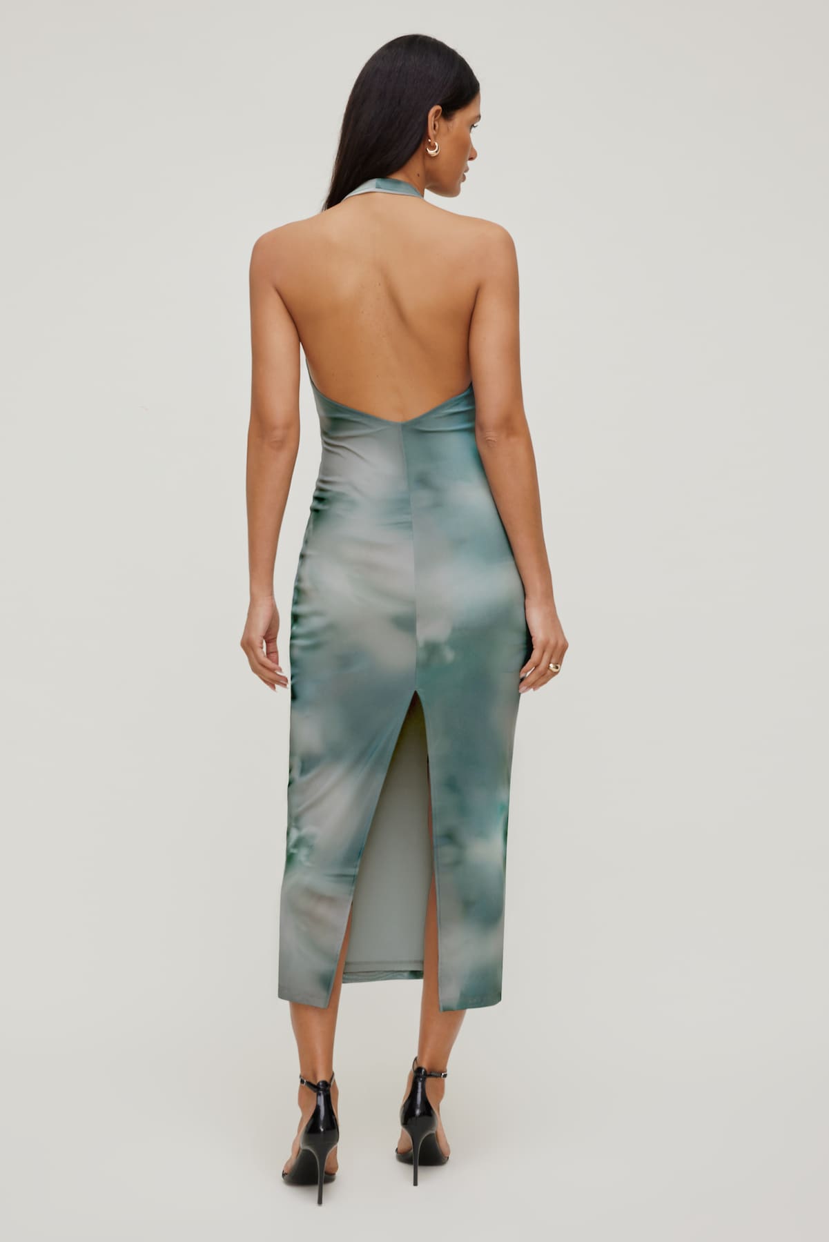 Reia Halter Mesh Maxi Dress Blue - Dynamite